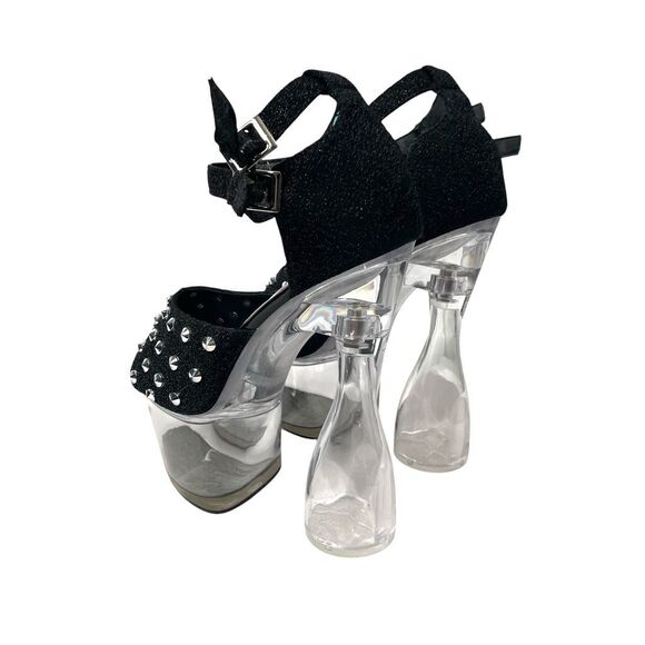 NEW Golden Bulls DETUX-02 studded clear heel‎ Platform heels Size 6 black - Picture 12 of 15